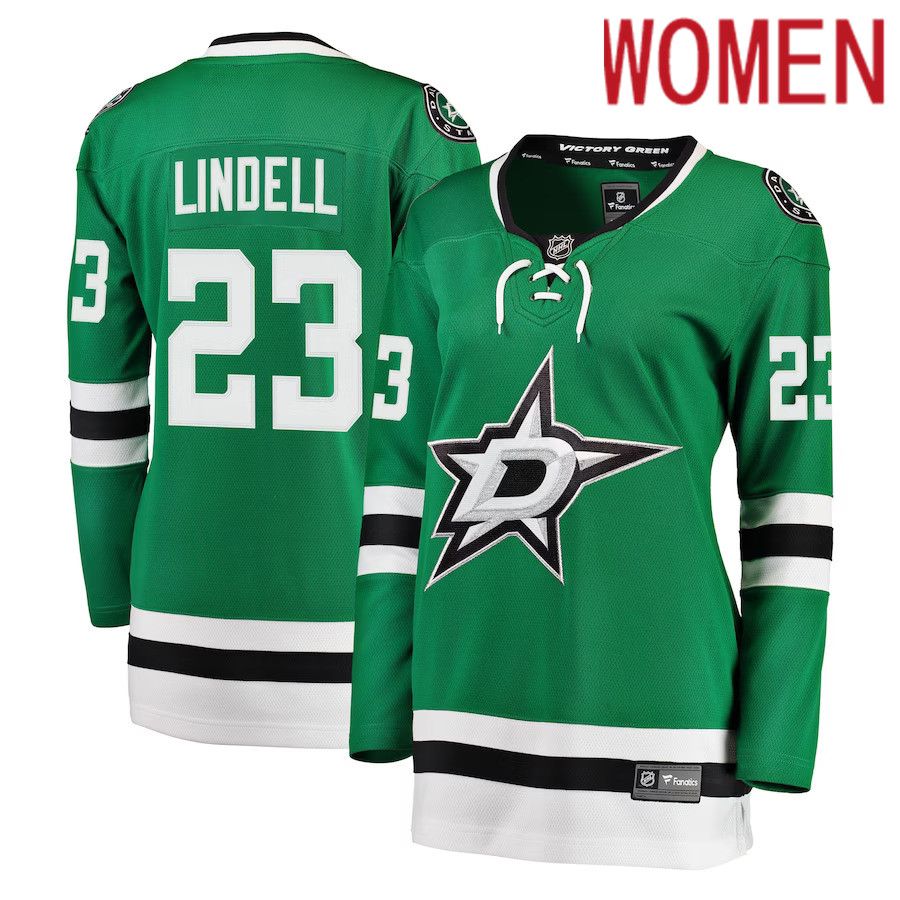 Women Dallas Stars 23 Esa Lindell Fanatics Branded Kelly Green Breakaway Player NHL Jersey